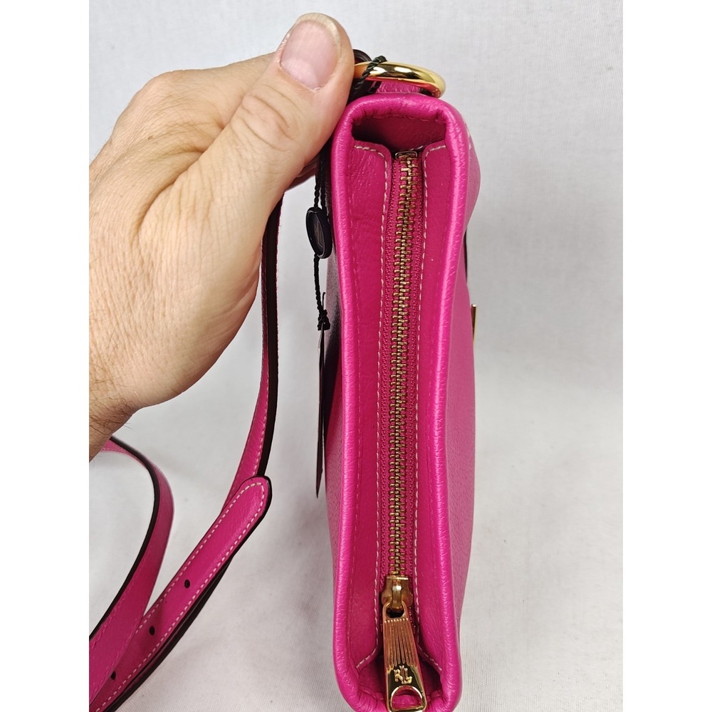 Lauren Ralph Lauren Thurlow Mini Crossbody Bag Aruba Pink Leather Handbag NWT - Picture 8 of 16